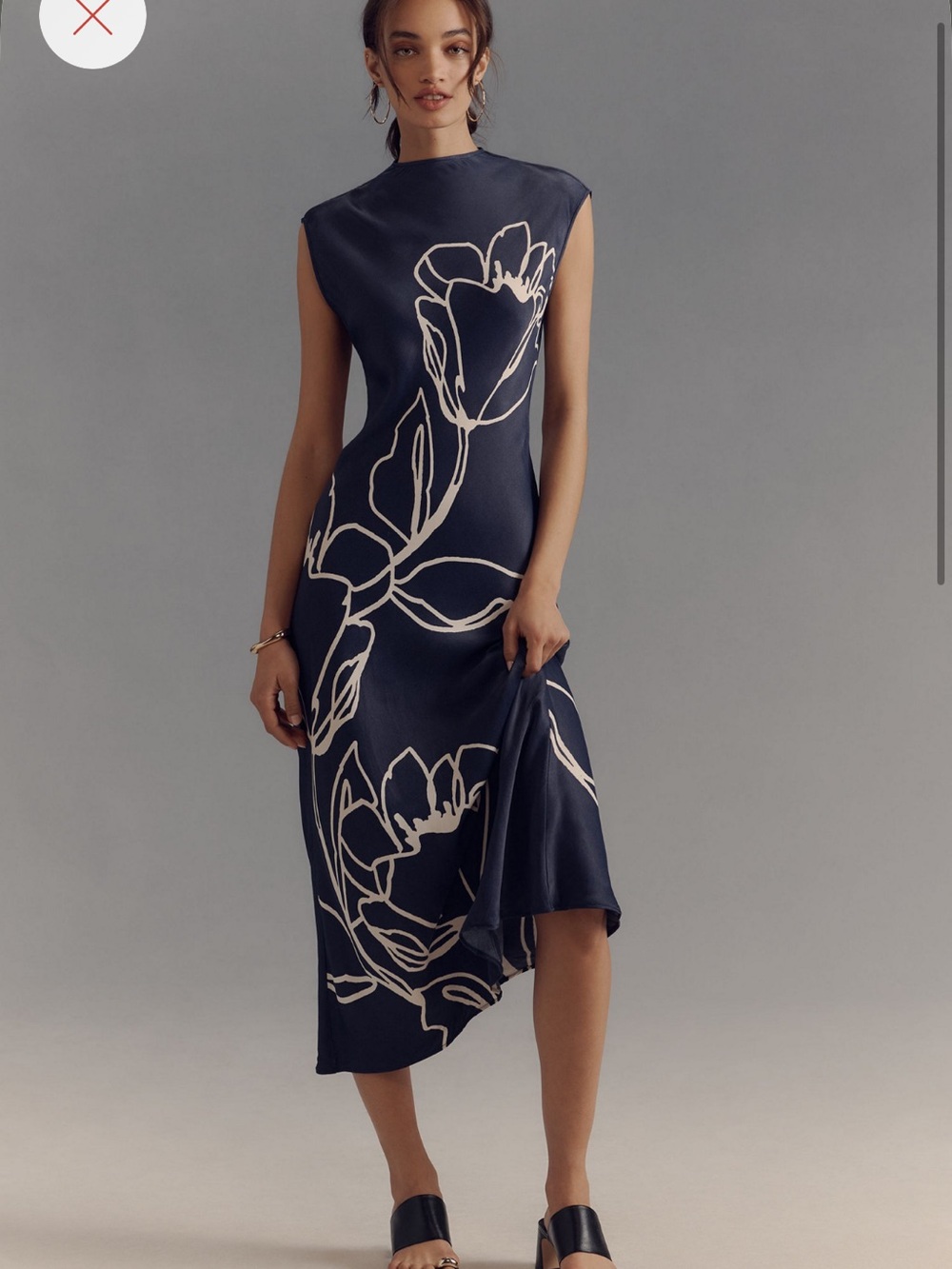Maeve Sleeveless Navy Floral Midi Dress - size 2X
